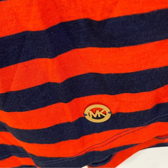 Women’s MICHAEL Michael Kors Navy Blue & Orange Striped Blouse - Picture 2 of 5